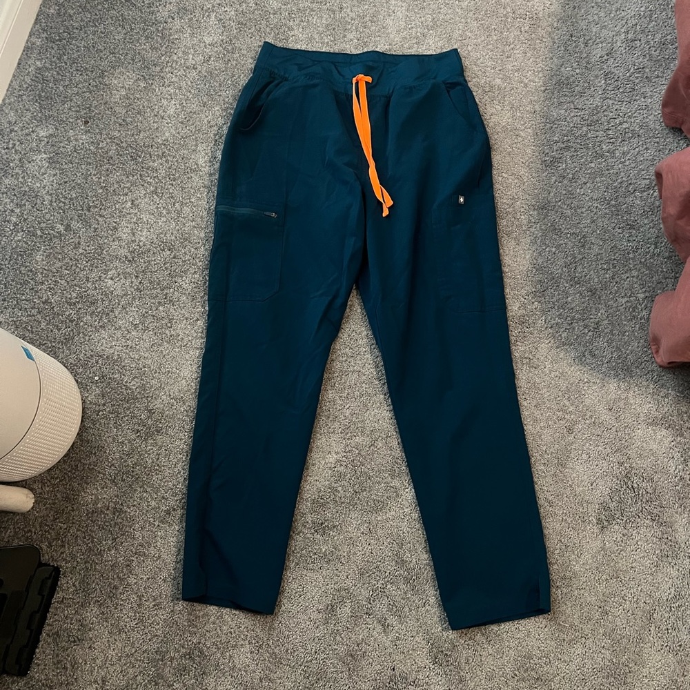 FIGS Scrub Pants Size Large Blue/Green Orange Tie